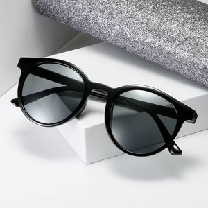 Lin Xiaozhai – lunettes de soleil rondes pour femmes, monture en PC, lentille Ac, protection Uv375, Style rétro à la mode, couleur noire - Product Image 4