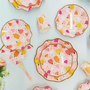 จานขนมหวานรูปผีฟักทองสีชมพู DAMAI ชุดอุปกรณ์ปาร์ตี้แบบใช้แล้วทิ้ง ถ้วยกระดาษ ผ้าเช็ดปาก จานกระดาษ ชุดภาชนะสำหรับงานปาร์ตี้ฮาโลวีน - Product Image 1