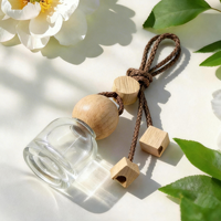 Nouveau flacon rechargeable en verre pour parfum de voiture, désodorisant, conteneur vide universel pour évaporation d'huiles essentielles, avec couvercle en bois, pendentif, direct usine