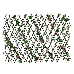 Pantalla de valla de enrejado de <span class=keywords><strong>Wilow</strong></span> en expansión con flores de hojas artificiales para Balcón de paisajismo de patio trasero - Product Image 1