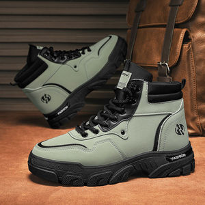 2026 Fall New Men’s British Style Retro Work Yellow Boots High Top Outdoor Waterproof Leather Boots For Wholesale - Product Image 5