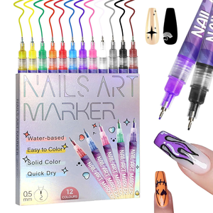 Set di Pennarelli Professionali per Nail Art con Logo Personalizzato, 3D Liquidi, Permanenti, <span class=keywords><strong>Punta</strong></span> Fine, 12 Colori, OEM, Etichetta Privata, Produzione in Fabbrica - Product Image 1