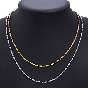 Cadena de cuentas de acero inoxidable con forma de bambú, color oro y plata, 405 piezas, collar básico para joyería de moda. - Product Image 3