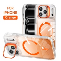 Coque de téléphone magnétique transparente à dégradé tendance pour iPhone 17 Pro Max 16 Plus 17 Air avec support d'objectif métallique dissimulé et protection intégrale