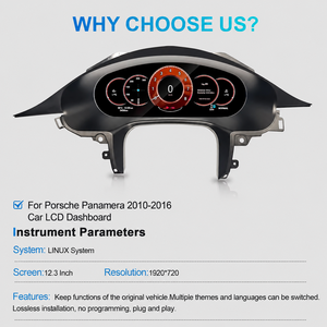 หน้าปัดดิจิตอล Navihua ขนาด 12.3 นิ้ว สำหรับรถยนต์ ระบบ Linux จอ LCD เต็มรูปแบบ สำหรับ Porsche Panamera 970 ปี 2010-2016 - Product Image 5