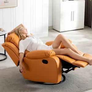 Cadeira reclinável de couro com estofamento em tecido extensível, conjunto de sofá de um assento para sala de estar, estrutura de madeira, design moderno