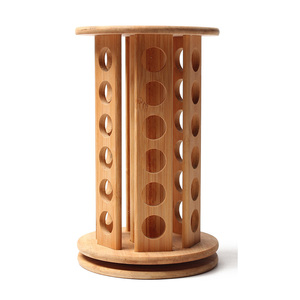 Bamboo Tea Bag Holder Display Tea Caddy Organizer with Sections Dispenser Rotating Tea Box