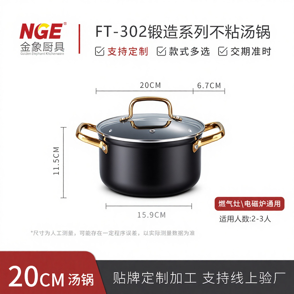 20cm Double-handled Soup Pot (with lid)