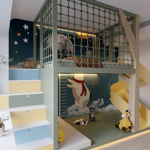 <span class=keywords><strong>Lit</strong></span> superposé pour enfants JINS, <span class=keywords><strong>lit</strong></span> superposé moderne en bois combiné pour garçons et filles, meubles de chambre d'enfant, lits superposés avec toboggan - Product Image 5