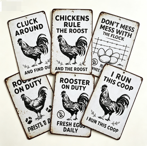 Divertenti Regali a Tema Pollo: Poster Decorativo da Parete Impermeabile in Ferro con Scritta 'Cluck Find' per Casa, Fattoria, Cucina, Giardino, 8x12 Pollici, per Interni ed Esterni - Product Image 1