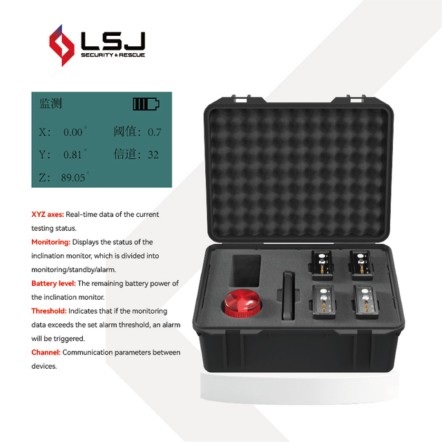D04 Intelligent Building Tilt Monitoring Device for Firefighters Rescue Teams High Sensitivity MEMS Probe 1 Year IP65 Protection