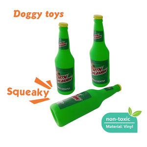 Özel dayanıklı ve güçlü vinil yavru malzemeleri bira şişesi şekli yenilik oyun oyuncak gıcırtılı köpek çiğnemek oyuncak - Product Image 2