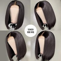 Wig Dreadlock Pendek Murah, Wig Dreadlocks Kepadatan 180% Yaki Lace Front Wig, Wig Rambut Kepang Marley Lurus