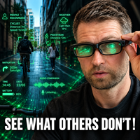 Lunettes intelligentes IA avec affichage de la navigation, traduction multilingue en temps réel, téléprompteur, super légères, double caméra 12MP, IPX-4