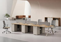 Bureau de travail modulaire en bois, design moderne, personnalisable en usine, convertible et extensible, pour 4 à 6 personnes, poste de travail individuel pour personnel