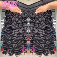 Lots de Cheveux Humains Brésiliens Naturels Non Transformés, Vierge, Cuticules Alignées, Cheveux Indiens Ondulés Bouclés (Water Wave) en Gros