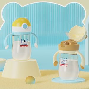 Gobelet d'apprentissage PPSU pour bébé, 300 ml, avec paille à bouton-poussoir et poignées, mignon, anti-fuite et compatible <span class=keywords><strong>lave</strong></span>-<span class=keywords><strong>vaisselle</strong></span> - Product Image 5