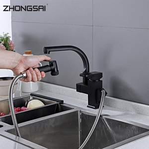 Moderno productos sanitarios diseño negro solo mango extensible grifo de la cocina - Product Image 1