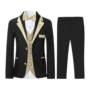 Bühnenauftritt Hochzeitsfeier Geigen-Display Formelles Kostüm Neues Jungen-Pailletten-Set - Product Image 1