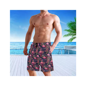 Shorts de bain écologiques pour hommes à séchage rapide avec poches pratiques, en toile 100 % coton, fermeture à cordon pour le camping en plein air - Product Image 4