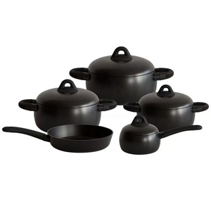 Ensemble de casseroles antiadhésives, commande minimum 1 ensemble, base à induction antiadhésive unique, ensemble de 9 casseroles avec couvercle en aluminium - Product Image 4