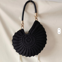 Sac à main en polyester tressé à la main avec chaîne de perles, couleur bonbon, coquillage tendance, accessoire élégant et polyvalent