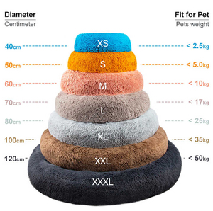 Lit pour animaux de compagnie de luxe, grand format, personnalisé, lavable, coussin moelleux et doux, motif uni, en forme de donut, accessoires pour animaux, en fausse fourrure - Product Image 4