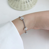 Bracelet visage souriant en argent sterling 925, chaîne à maillons tendance, bracelets visage souriant pour femmes, bijoux fins personnalisés réglables