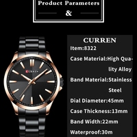 Jam Tangan Quartz CURREN 8322 Fashion Casual Bisnis Mewah Tahan Air Jam Tangan Pria Original untuk Pria Montre Relojes Homme