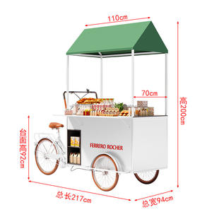 Entrega de alimentos Carros expendedores de alimentos Bicicleta de comida rápida Móvil Bicicleta de café moderna Carros de café de acero inoxidable para la venta - Product Image 5