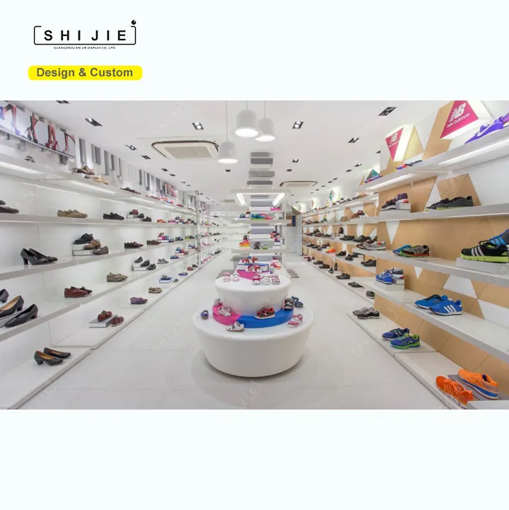 Free Design Display Rack Mens Sports Footwear Women Shoes Shop Interior Design Shoe Display Floating Wall Shelf for Shoes Stores