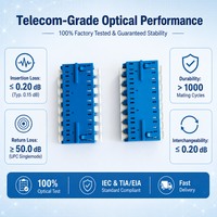 Kopling Optik 8-Fiber LC UPC Singlemode Tanpa Flens Biru Female to Female untuk Pusat Data Densitas Tinggi 1U 2U