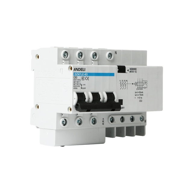 ANDELI Circuit Breakers DZ47LE-63 3P+N Portable Circuit Breakers Mcb