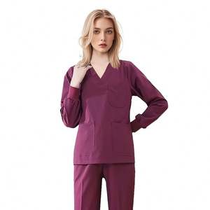 Uniformes Médicos de Punto Blanco a la Moda, Conjuntos de 2 Piezas, Personalizados al por Mayor - Product Image 4