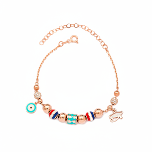 Ojo de esmalte turquesa y ojo liso de Ra, pulsera con abalorio, venta al por mayor, joyería fina de Plata de Ley 925 hecha a mano para mujer - Product Image 2