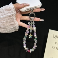 Chaîne de téléphone perlée en cristal avec pendentif étoile, dragonne anti-perte portable, haut de gamme, créative, nouveau modèle, pour les ventes transfrontalières