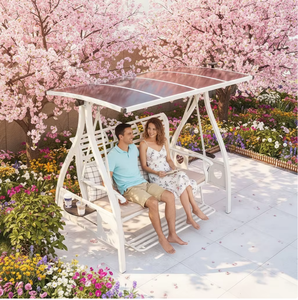 Lit balançoire d'extérieur moderne en aluminium robuste <span class=keywords><strong>avec</strong></span> <span class=keywords><strong>toit</strong></span> solaire et tables latérales, résistant aux intempéries, <span class=keywords><strong>hamac</strong></span> de jardin – Tendance 2026 - Product Image 1