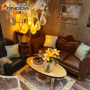 Hongda M2132 design personalizzato tre piani villa casa delle bambole in legno fai da te in miniatura kit <span class=keywords><strong>per</strong></span> le ragazze - Product Image 4