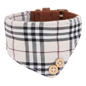 Collar clásico a cuadros para perros con botones de madera, collar ajustable para mascotas, para gatos y perros, para usar en todas las estaciones. - Product Image 1