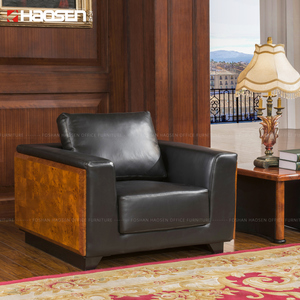 Cổ Điển Chất Lượng Kinh Doanh Nội Thất Văn Phòng Nhà Phòng Khách Chính Hãng Da Thật Bằng Gỗ Sofa Thiết Kế 1 + 1 + 3 Cắt Sofa Bộ - Product Image 5