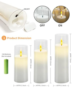 Bougies Électriques LED Sans Flamme Scintillantes de Luxe pour la Maison, Noël, Halloween, Mariages – Décorations Vela Bougies Piliers en Acrylique - Product Image 2