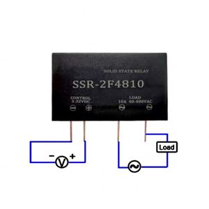 แผงวงจร PCB แบบ Single-in-line ขนาดเล็ก 10A5A3A 4 ขา ควบคุมวงจรไฟฟ้ากระแสตรง ด้วยรีเลย์โซลิดสเตทกระแสสลับ รุ่น 2F4803 2F4805 SSR-2F4810 - Product Image 4