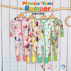 Pyjamas décontractés en bambou tricoté pour tout-petits, doux, thème <span class=keywords><strong>princesse</strong></span> d'été, motif personnalisé, vêtements de nuit à manches longues en bambou - Product Image 1
