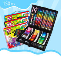 Ensemble de dessin et de peinture de 150 pièces, stylos à aquarelle, pinceaux, règle, ciseaux, taille-crayon, crayons de couleur, crayons de couleur à la cire, papeterie pour enfants, ensemble artistique