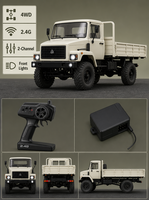 Camion de transport militaire RC WPL 1:16 2,4 GHz 6 roues motrices avec remorque métallique, télécommande électrique, portée de 30 à 50 m