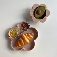 Bol à ventouse en silicone sans BPA, design antidérapant, motif fleur, assiette enfant superposable, ensemble de bols en forme de fleur