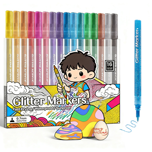 Marcadores de Purpurina de Punta Mediana de 0.7mm, Regalos de Navidad para Adolescentes, Rotuladores de Purpurina para Contornos, Rotuladores de Pintura Multisuperficie para Piedra, Tela, Vidrio - Product Image 4