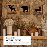 Ensemble de 3 décorations murales rustiques en bois véritable (ours, cerf, élan) pour la maison, le salon, thème chasse, chalet de montagne