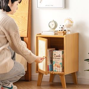 أثاث مصنع تصنيع المعدات الأصلية بيع بالجملة خمر الأوروبي غير مكتمل الصلبة خشبية الروطان درج منضدة السرير طاولة السرير - Product Image 3