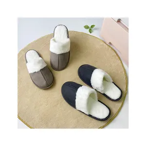 Winter women's home bedroom thick sole warm suede slippers